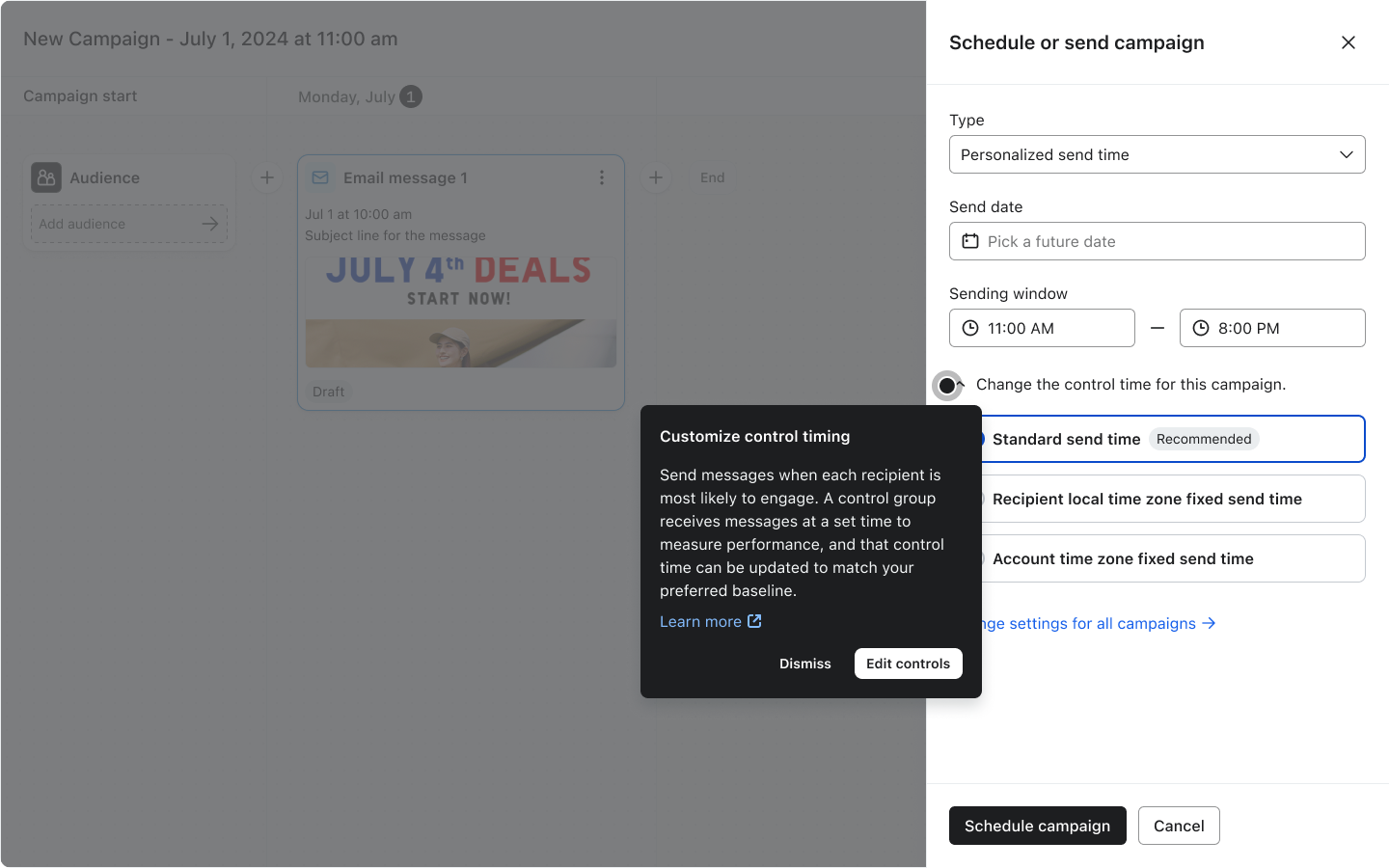 PST scheduling controls
